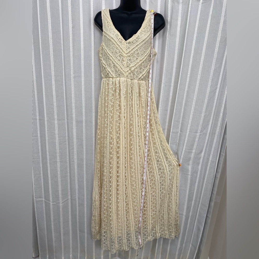 Elegant Cream Lace Maxi Sleeveless Dress‎ size S - Picture 4 of 11
